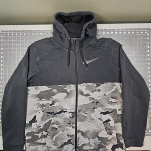 Nike Camo Hoodie Mens XL Gray Black Dri Fit Skater Streetwear Sportswear Tech